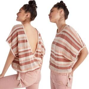 Anthropologie Striped Sidetie Knit Poncho Sweater One Size Boho Casual Western